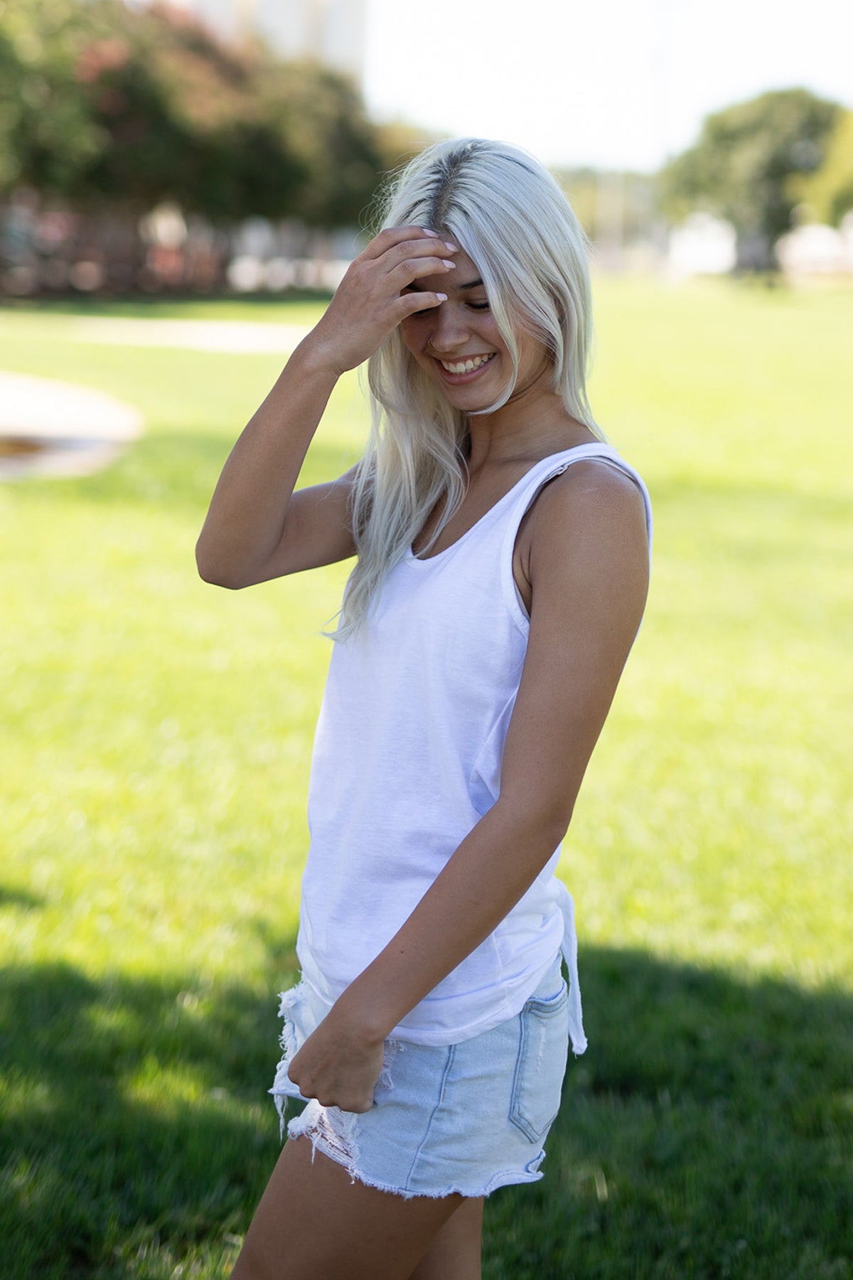 Tie Back Tank-Blank Shirt-Brisco Brands