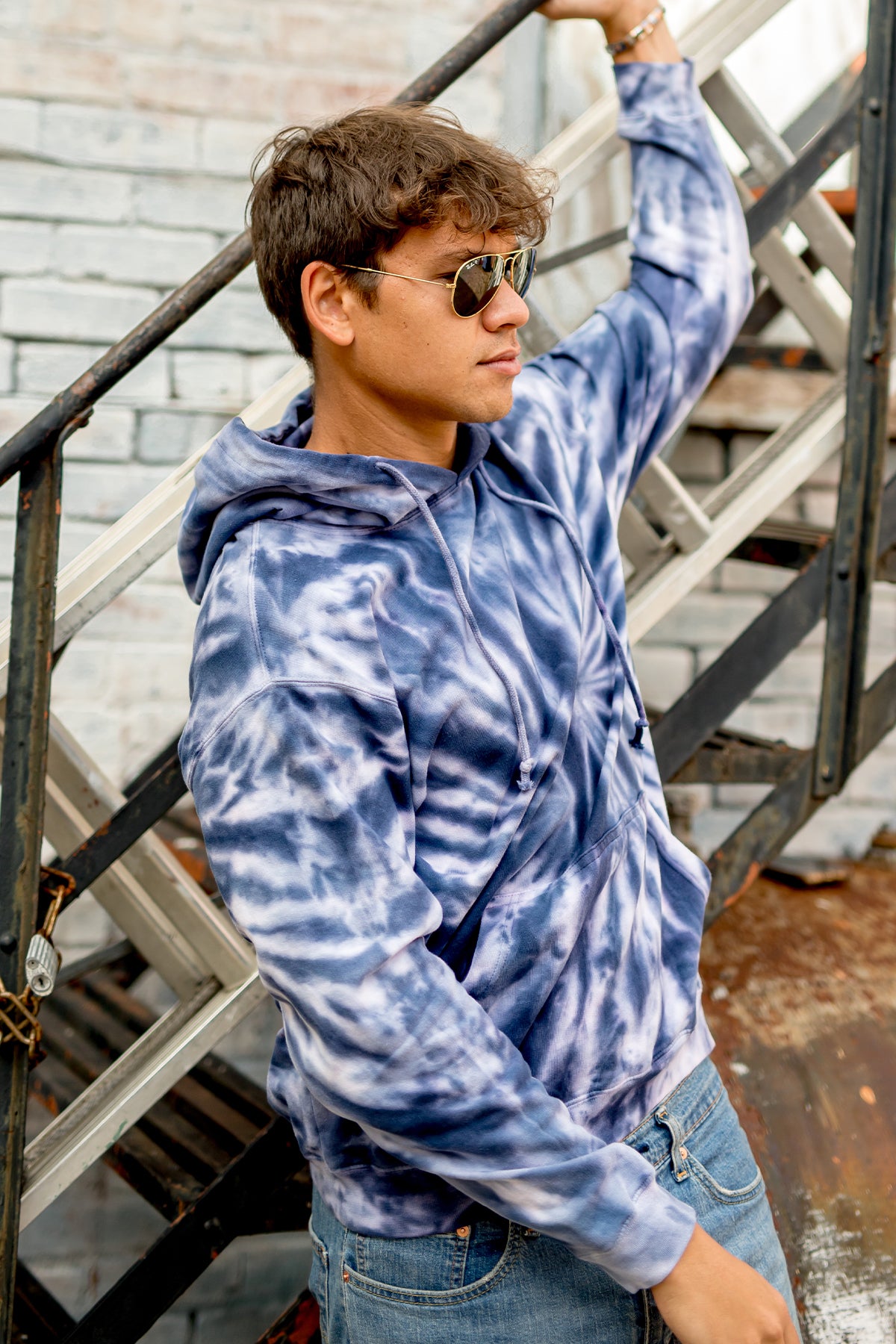Spider Tie Dye Hoodie-Blank Shirt-Brisco Brands