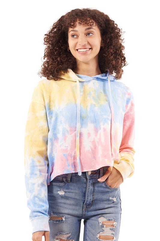 Cloud Cropped Tie Dye Hoodie-Blank Shirt-Brisco Brands