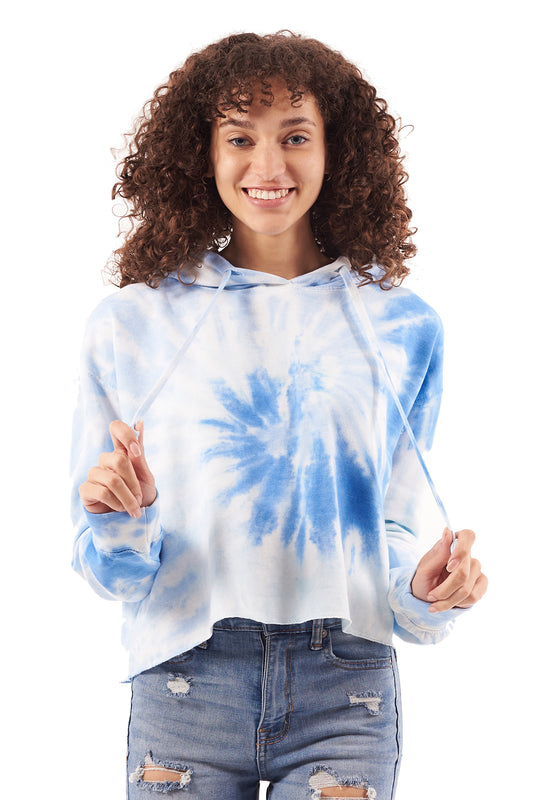 Spiral Cropped Tie Dye Hoodie-Blank Shirt-Brisco Brands