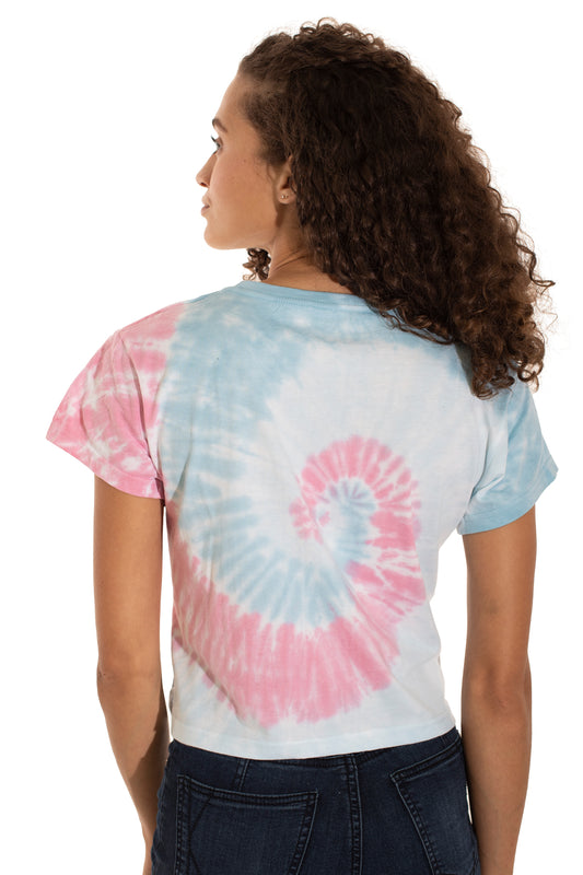 Spiral Cropped Tie Dye Tee-Blank Shirt-Brisco Brands