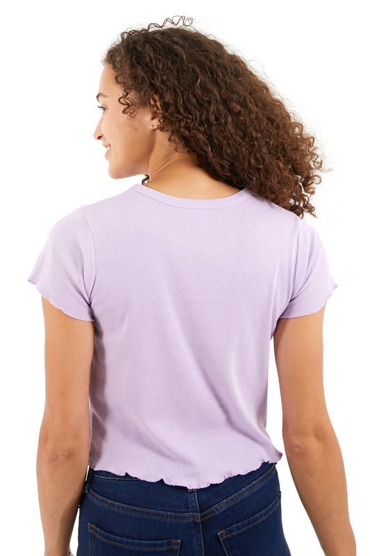 Lettuce Edge Cropped Tee-Blank Shirt-Brisco Brands