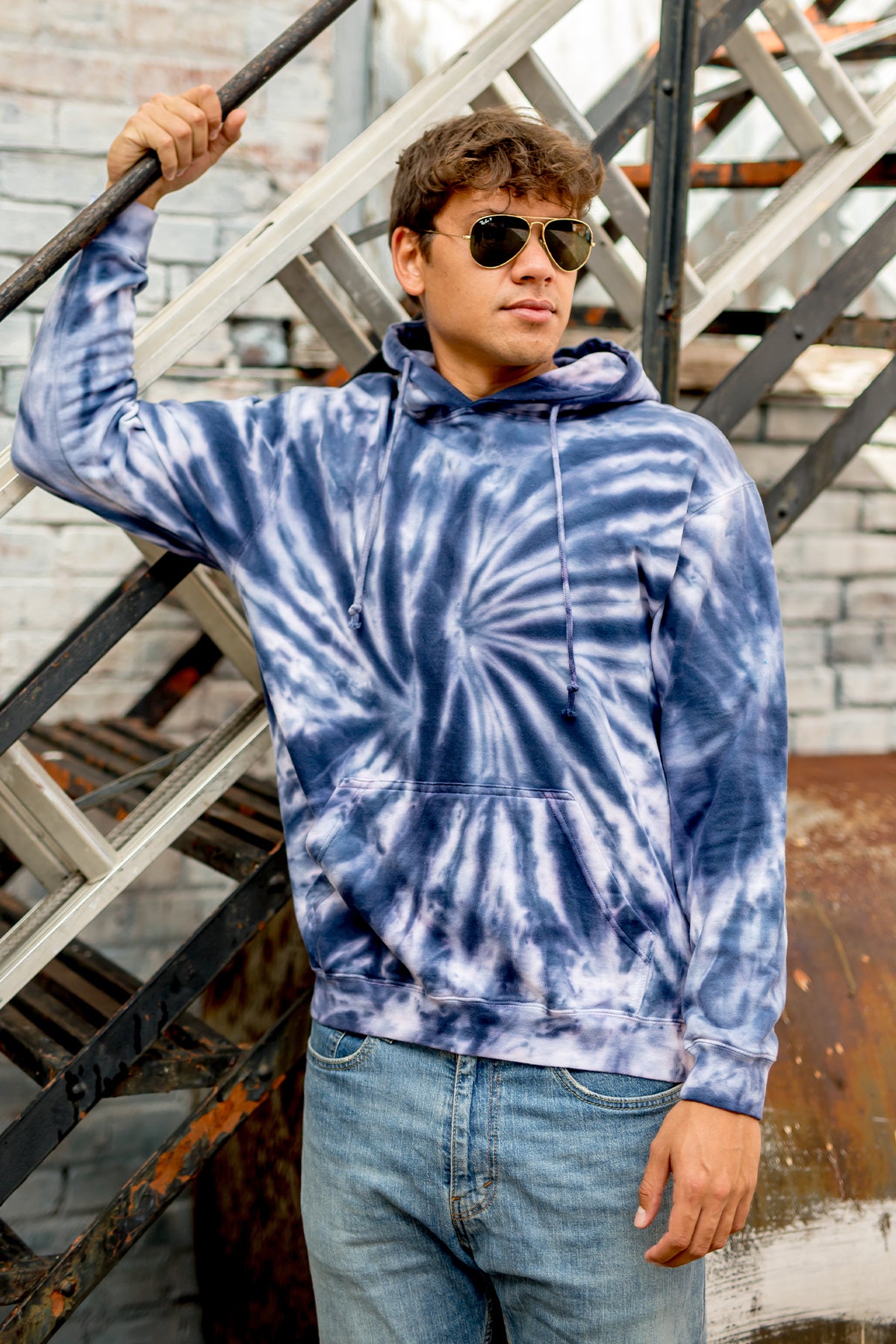 Spider Tie Dye Hoodie-Blank Shirt-Brisco Brands