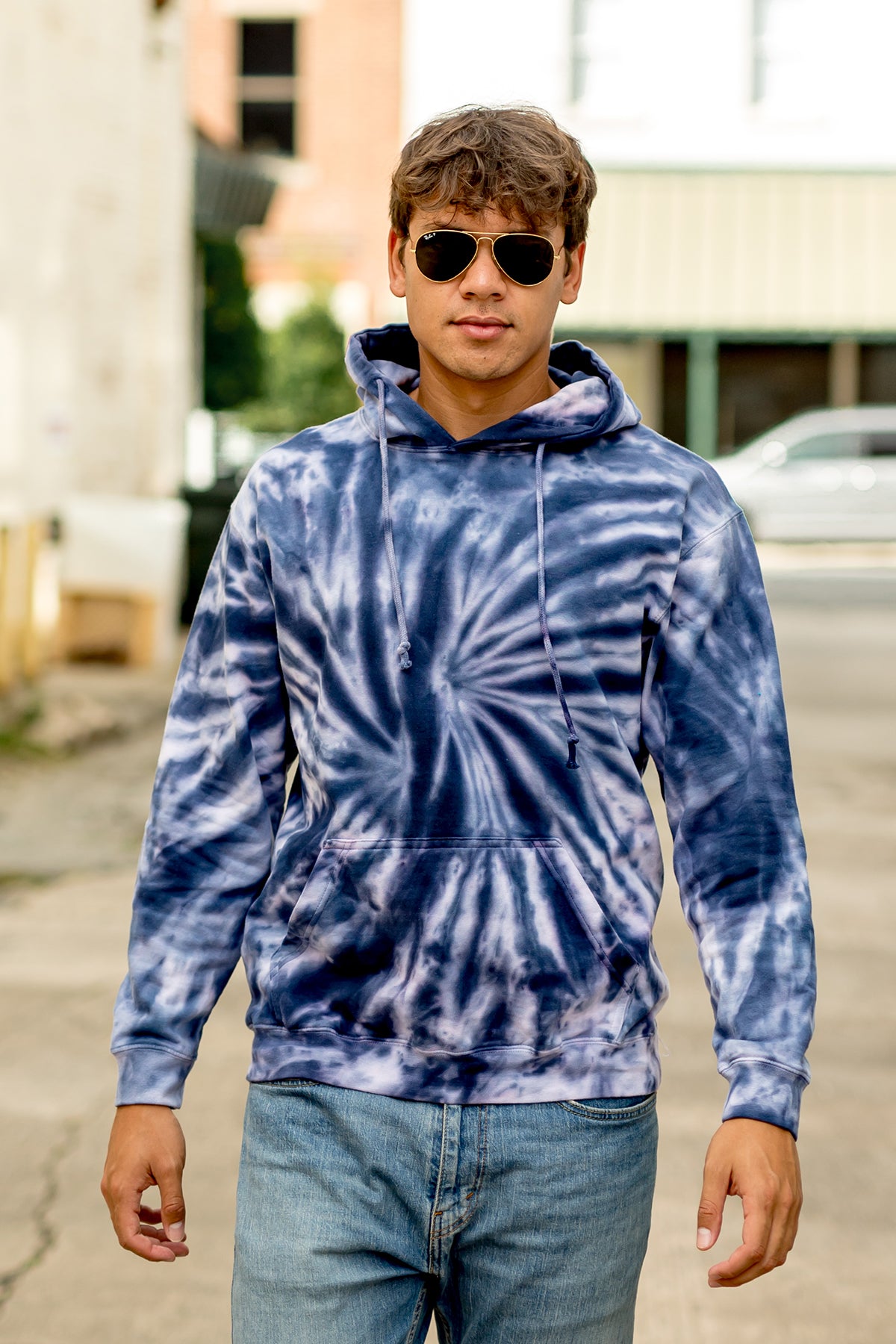 Spider Tie Dye Hoodie-Blank Shirt-Brisco Brands