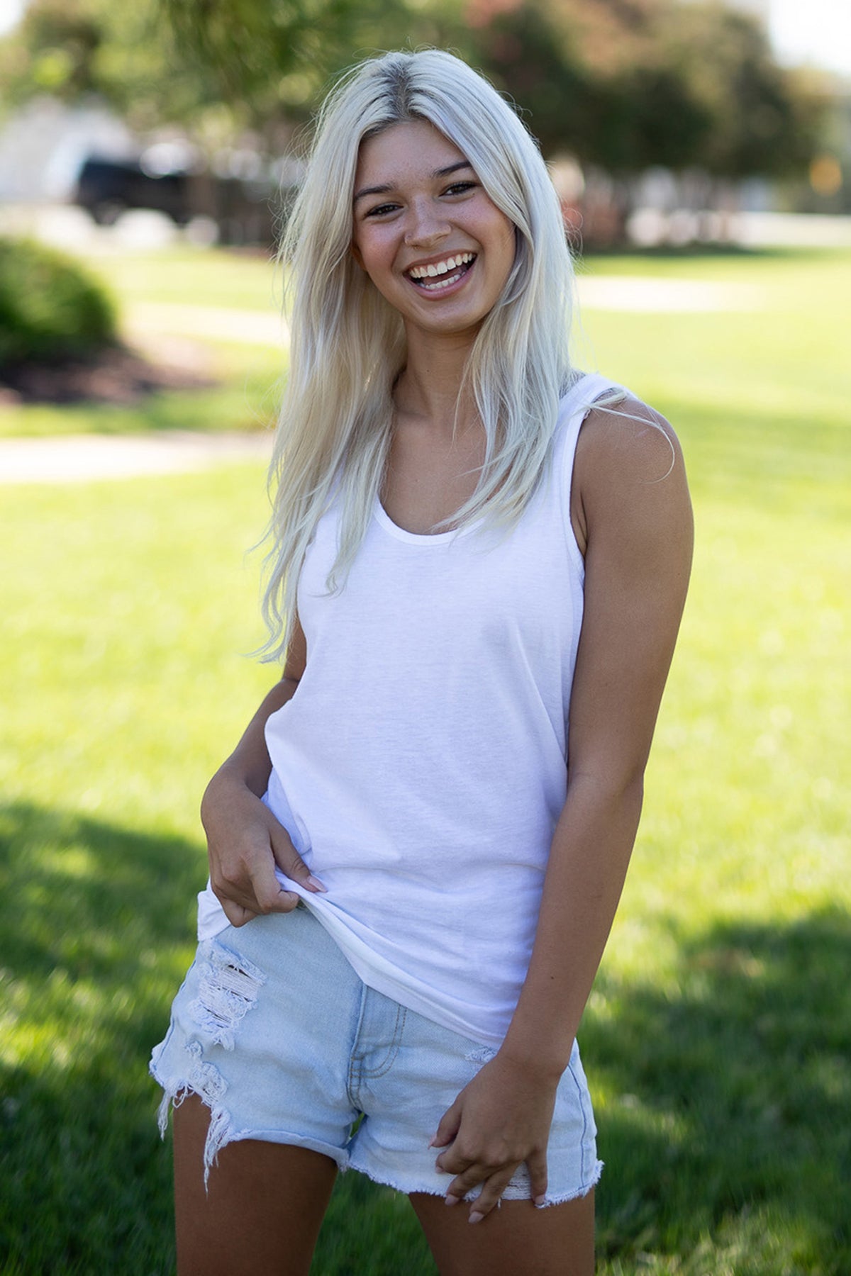 Tie Back Tank-Blank Shirt-Brisco Brands