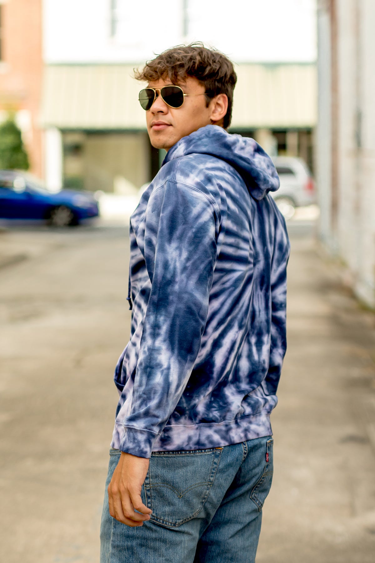 Spider Tie Dye Hoodie-Blank Shirt-Brisco Brands
